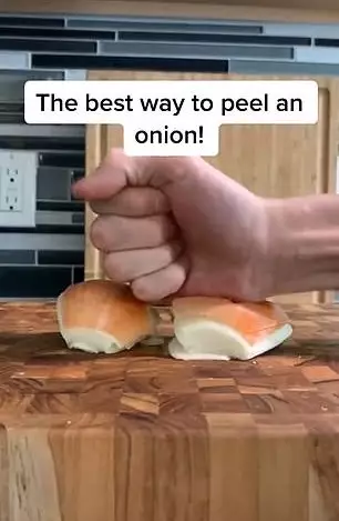 Next, simply punch down on the onion to break it (