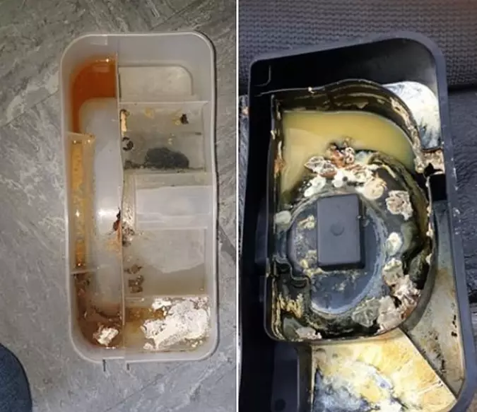 A woman has discovered that mouldy fridge drip trays were causing the stink in her kitchen.