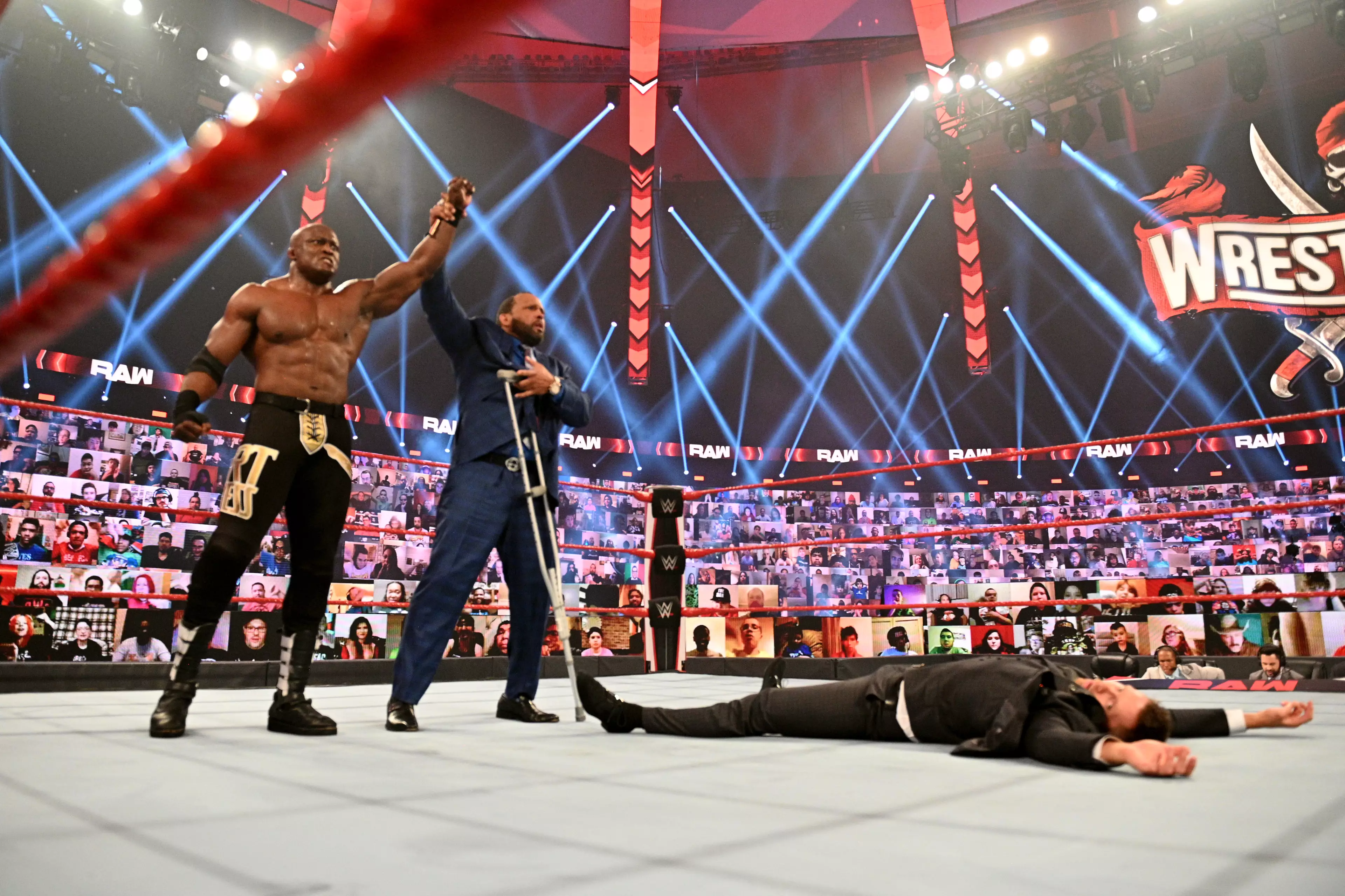Lashley and MVP stand tall over The Miz. (Image