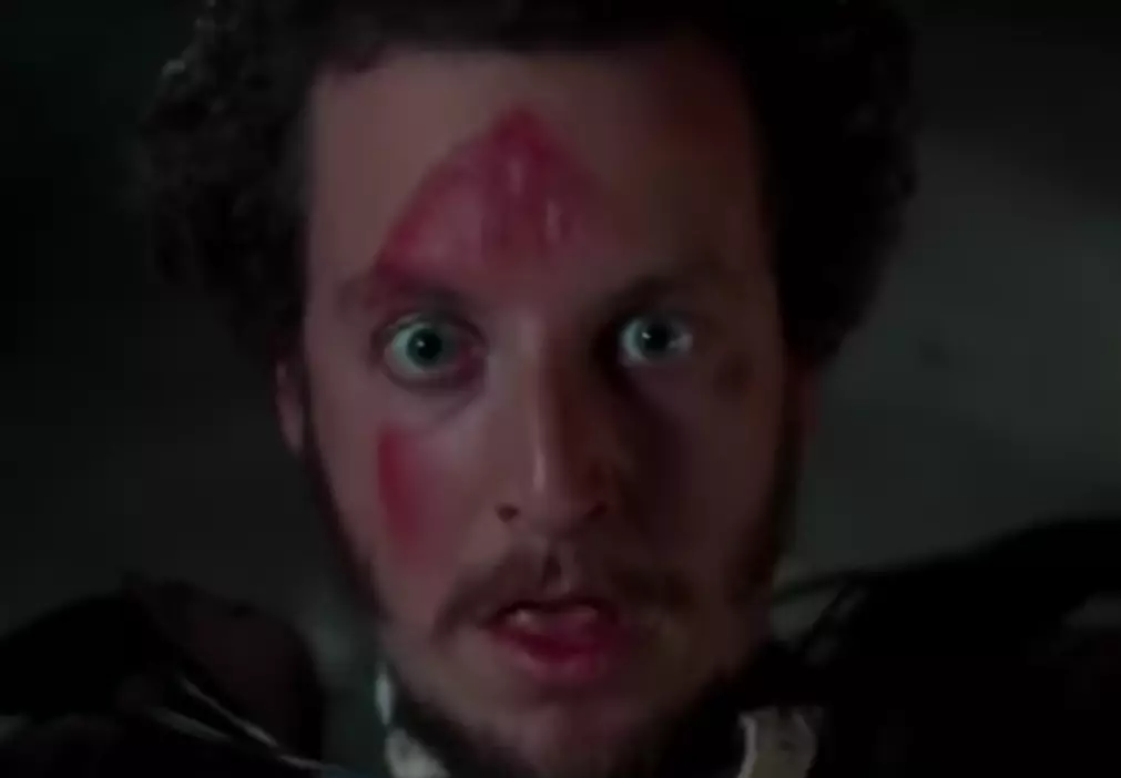 Marv gets whacked in the face with an iron in 'Home Alone'. (