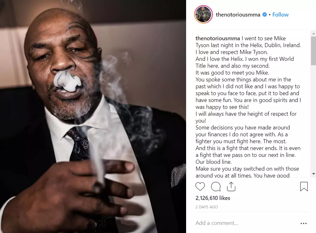 It seems Conor McGregor enjoyed Mike Tyson's cannabis.