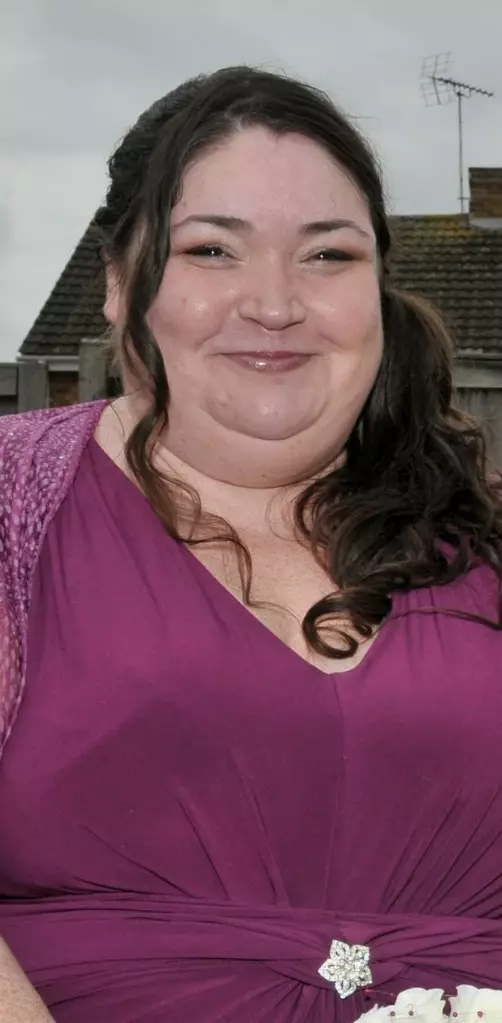 Kelli at a friends wedding before she lost weight for the second time.