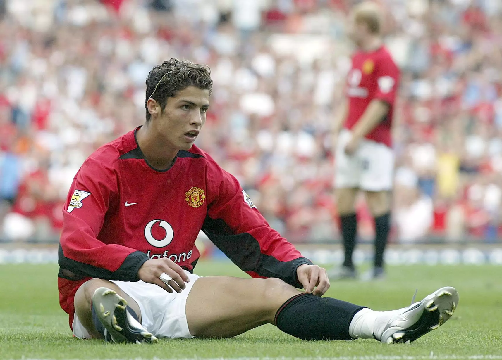 Manchester Uniteds new signing Cristiano Ronaldo after winning his team a penalty in 2003.