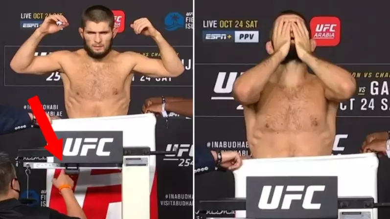Fans Think Khabib Nurmagomedov Didn't Make Weight Ahead Of UFC 254 Main Event With Justin Gaethje