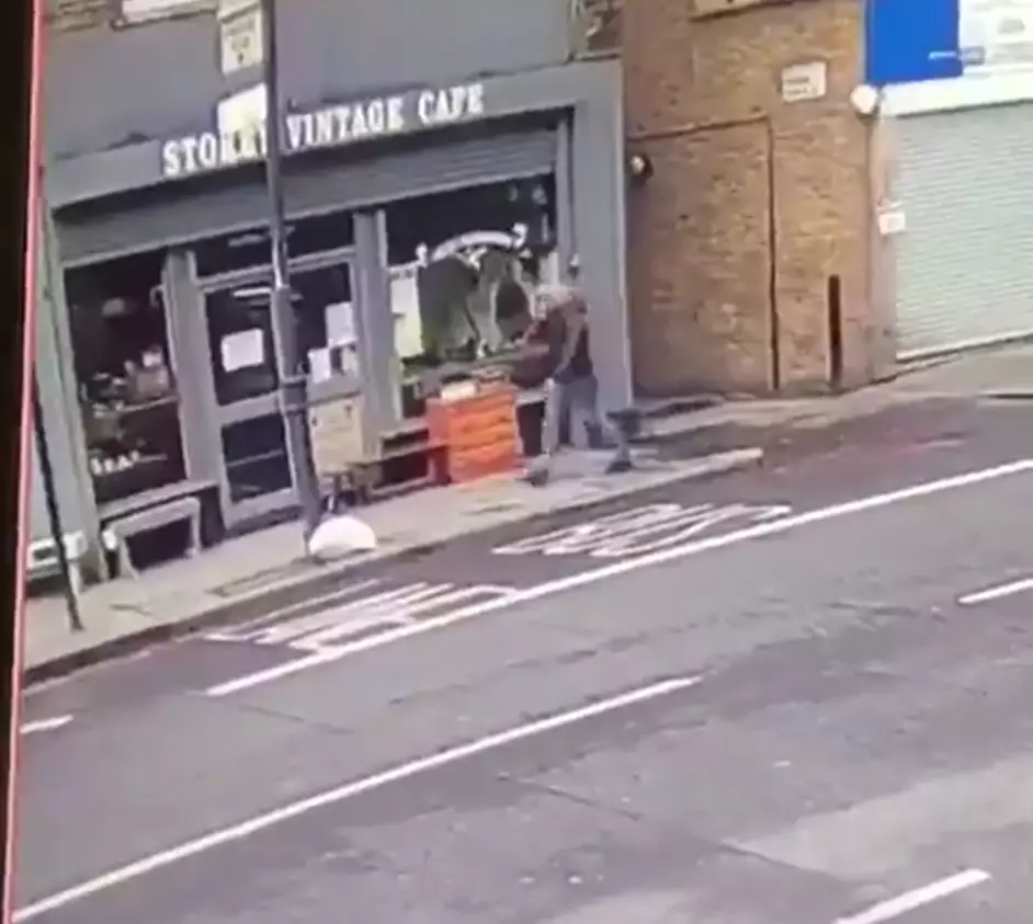 The man was walking past the cafe just seconds before it collapsed.