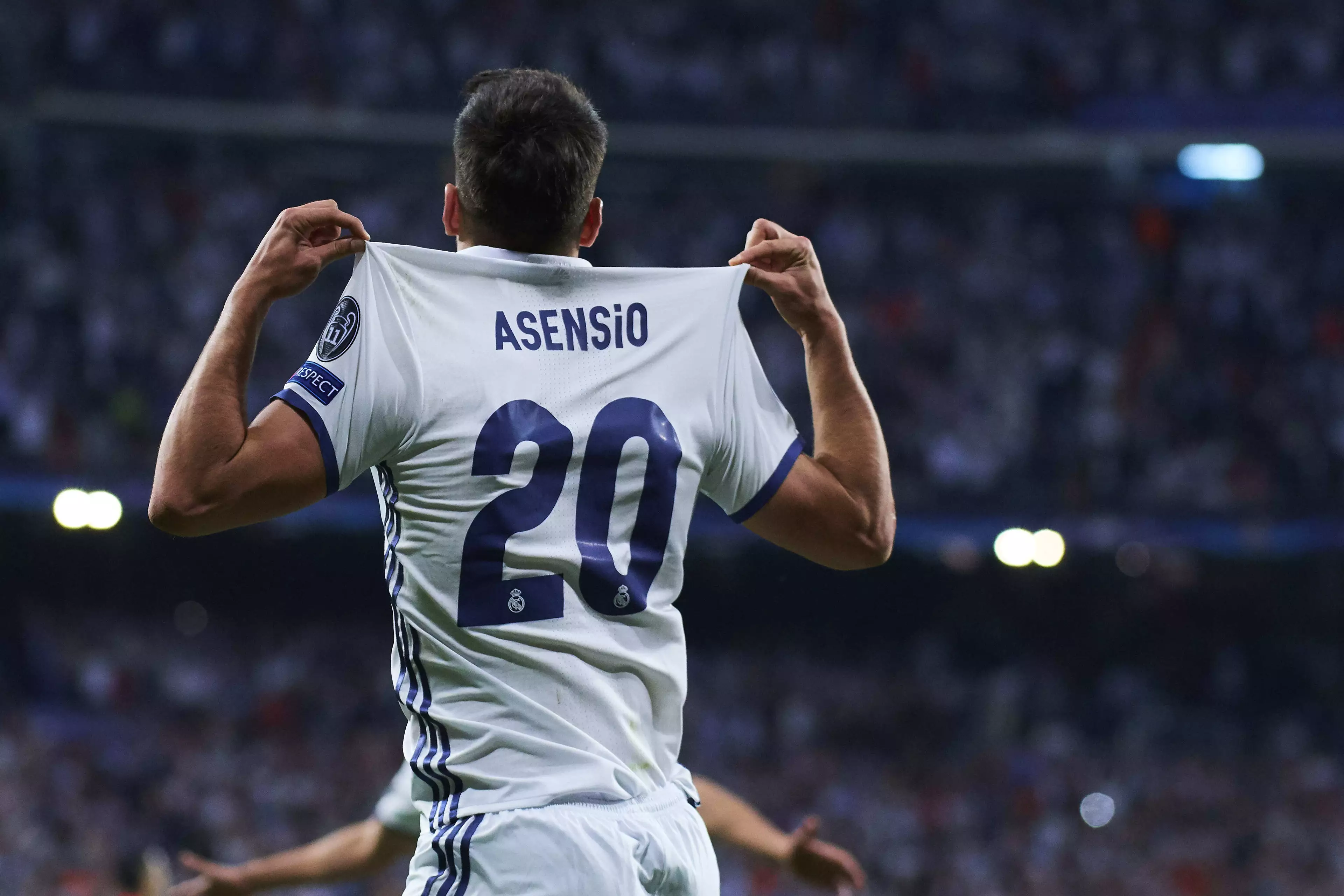 Asensio celebrates scoring. Image: PA