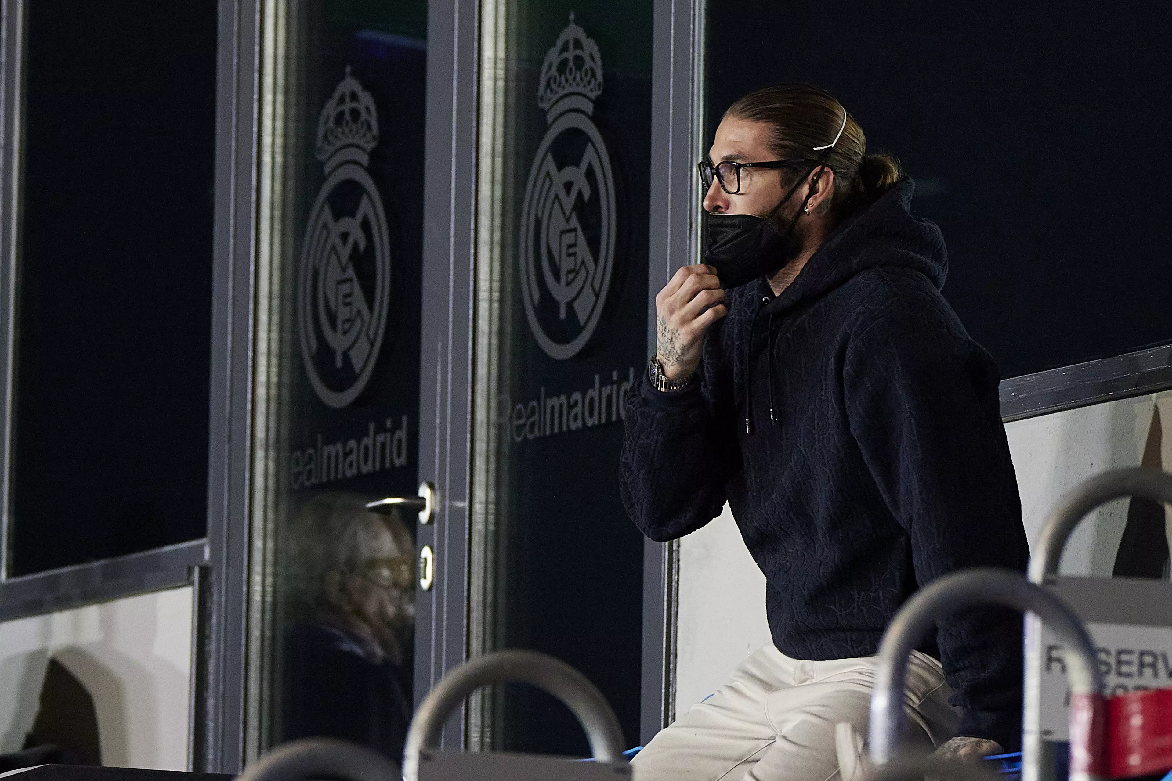 Ramos watching on from the stands. Image: PA Images