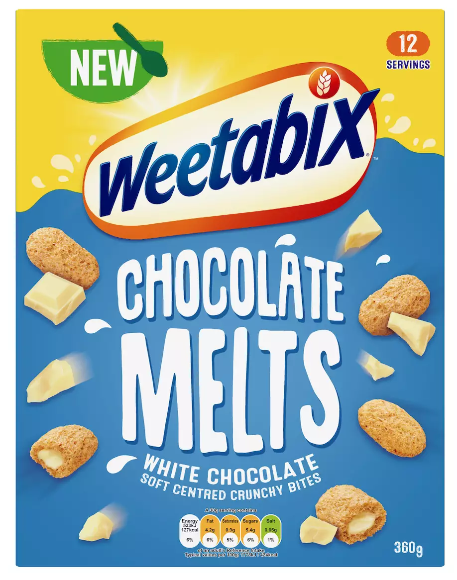 The Weetabix Melts come in two delicious flavours - milk chocolate and white chocolate (