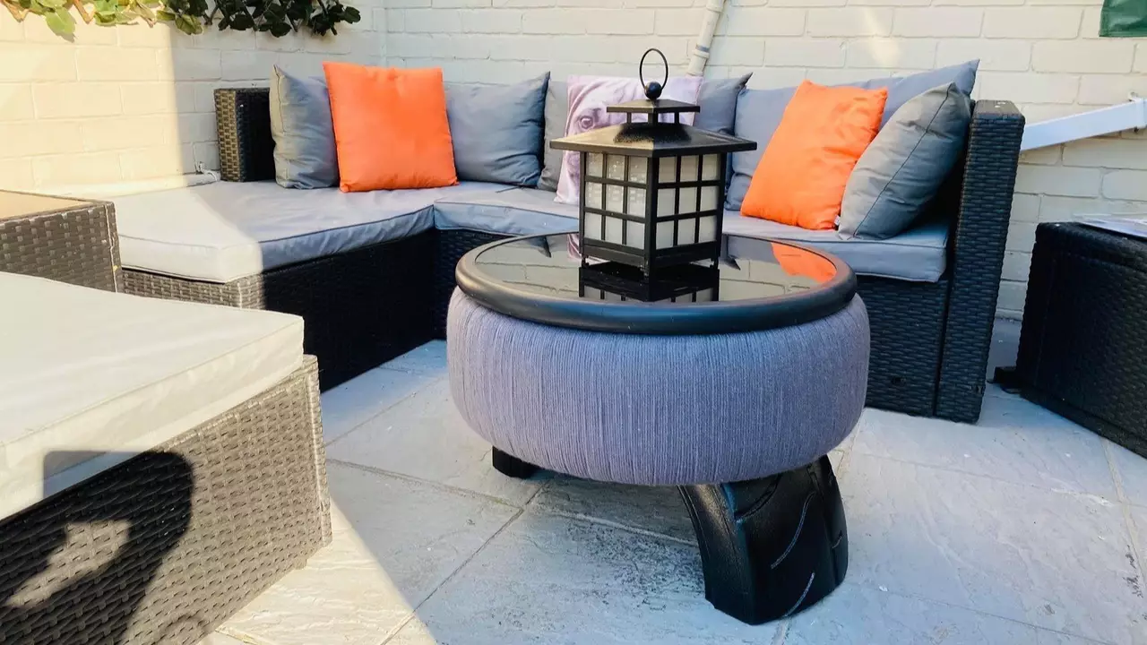Woman Creates Incredible Garden Furniture Set Using Old Tyres And String
