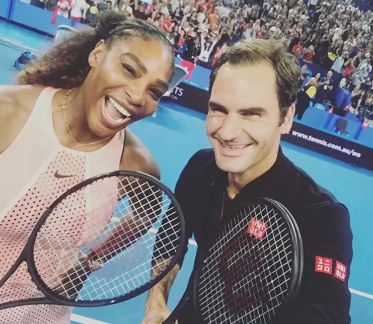 The two tennis icons played together for the first time and took a selfie to mark the historic moment.