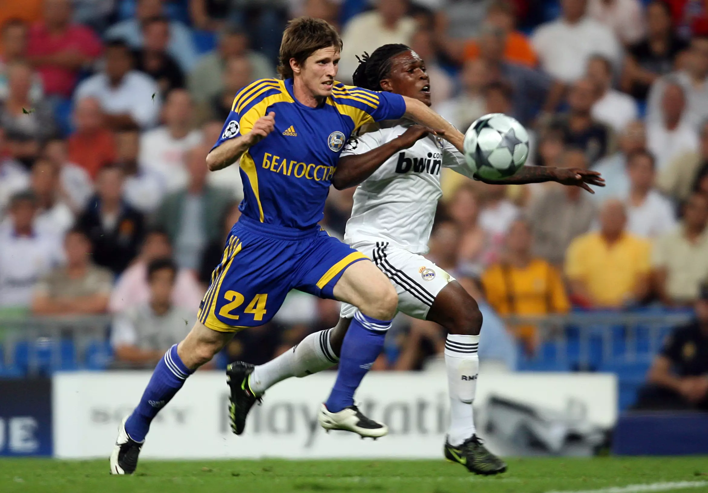 Royston Drenthe (right) representing Real Madrid in the Champions League. (Image
