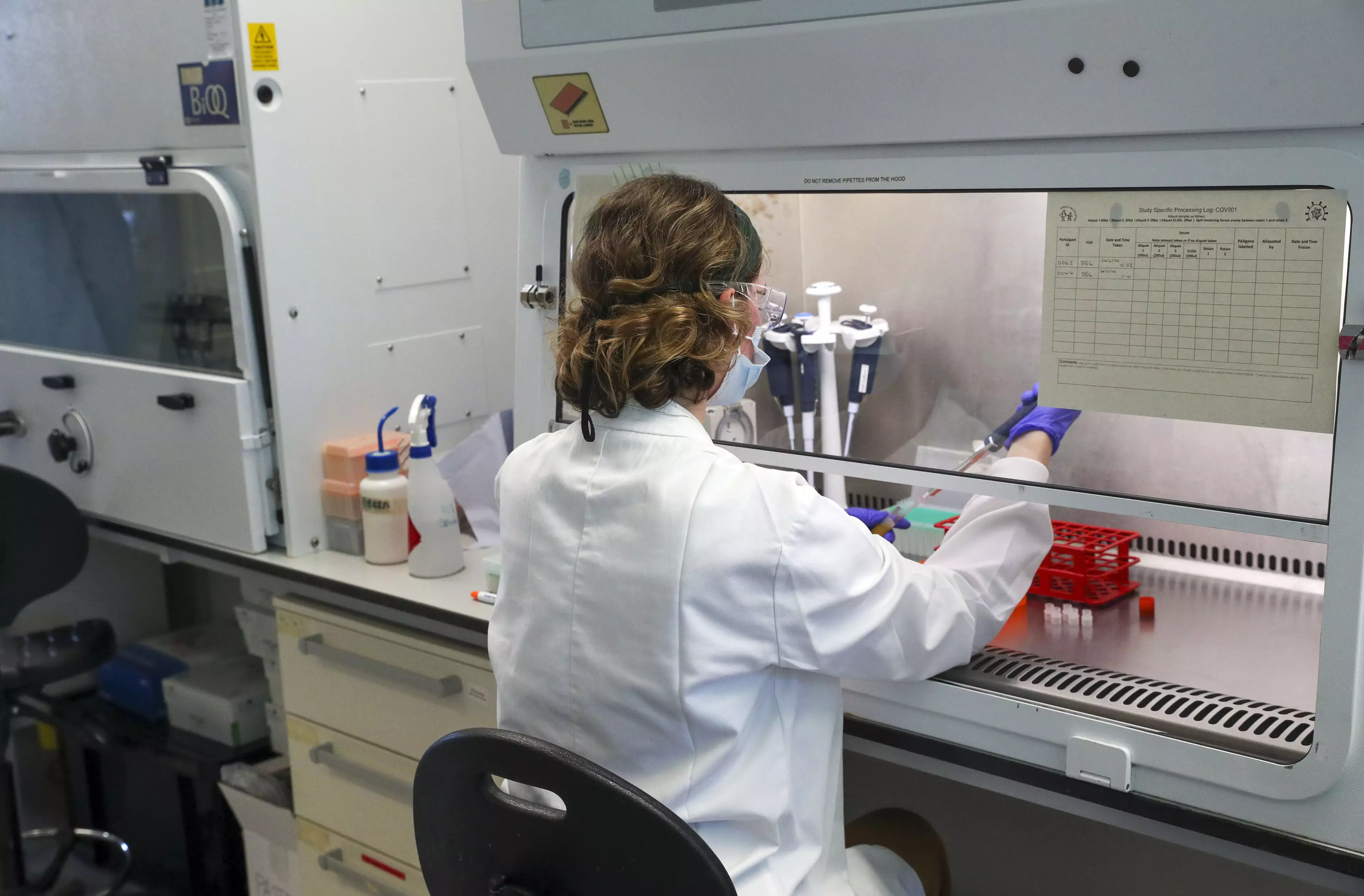 A scientist working on Oxford University's coronavirus vaccine.
