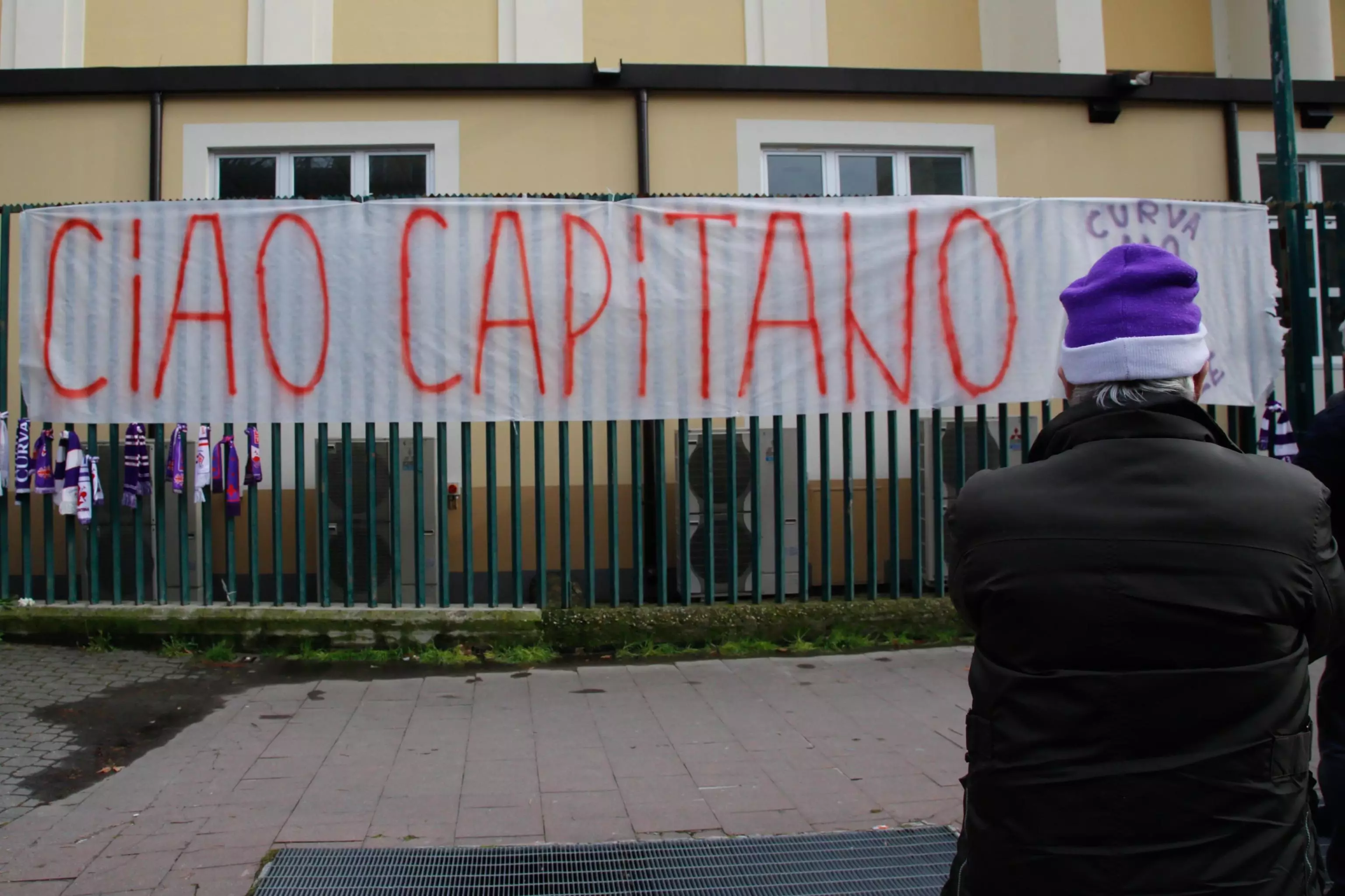 A banner hung outside the stadium to honour Astori. Image: PA Images.
