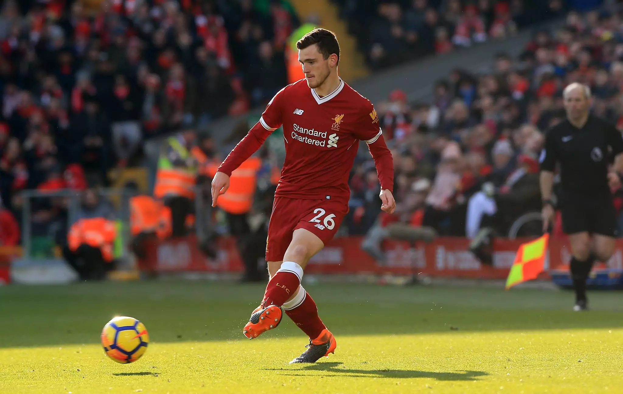 Robertson in action for Liverpool. Image: PA