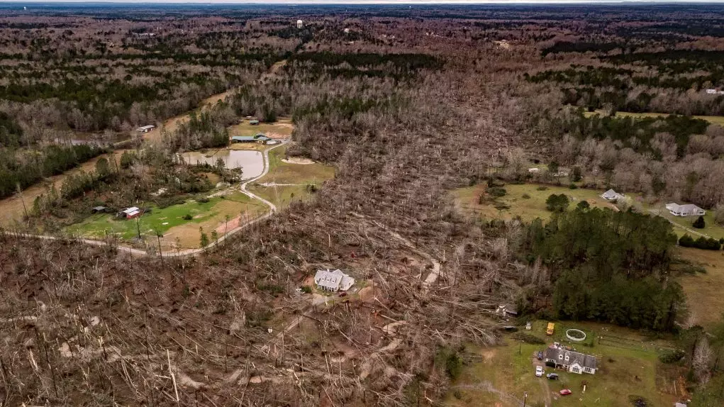 Drone Footage Shows Intact House Surrounded By Total Devastation From Tornado