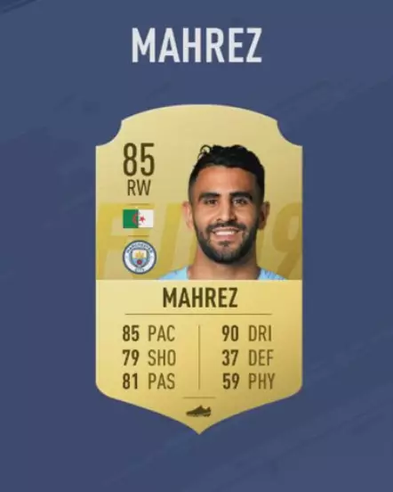Mahrez's FIFA 19 card. Image: EA Sports