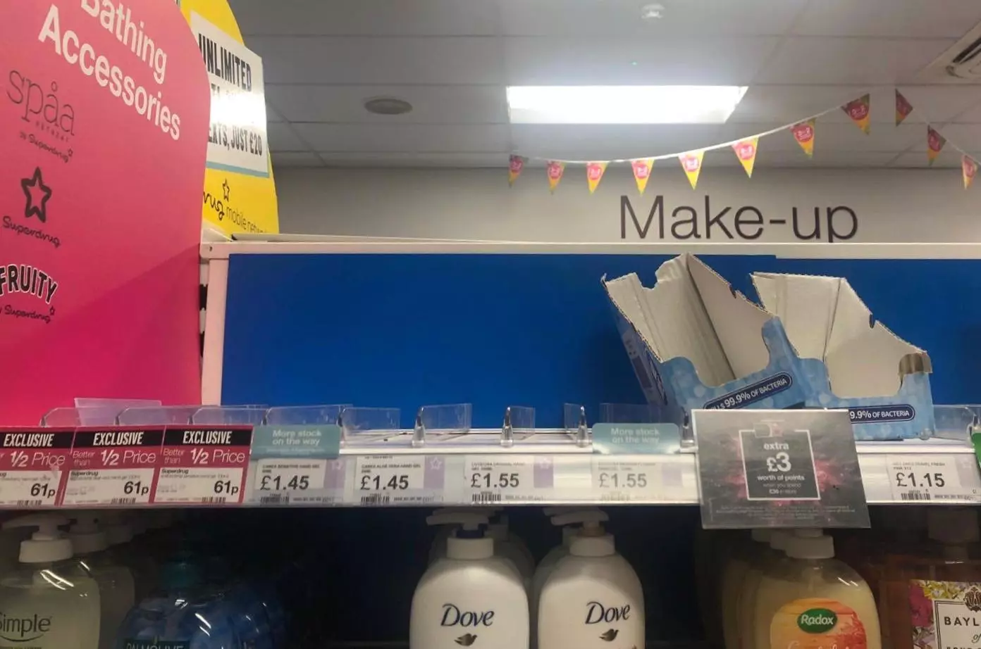 Empty shelves at a Tesco store in central London (