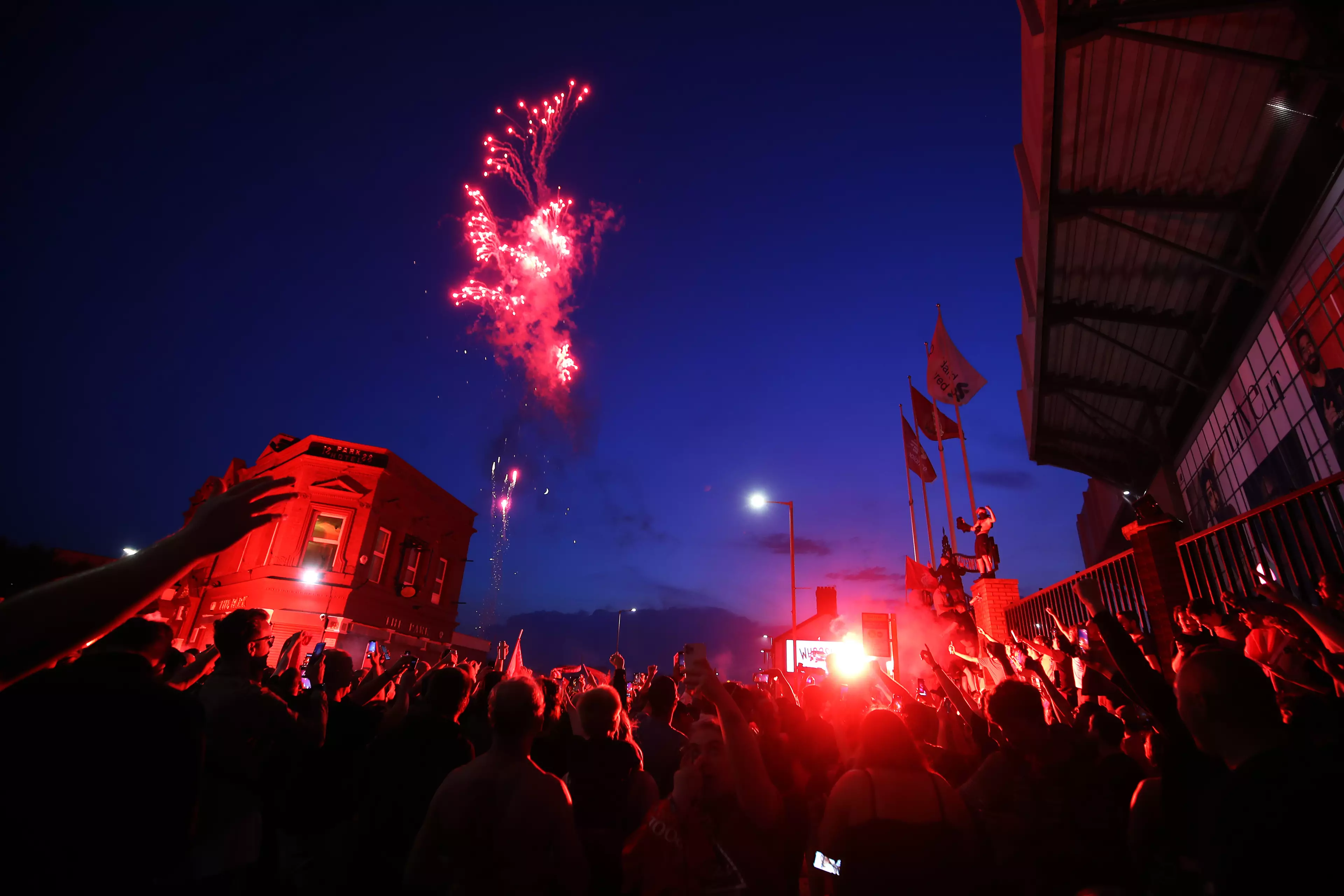Liverpool fans celebrate their title win on Thursday night. Image: PA Images