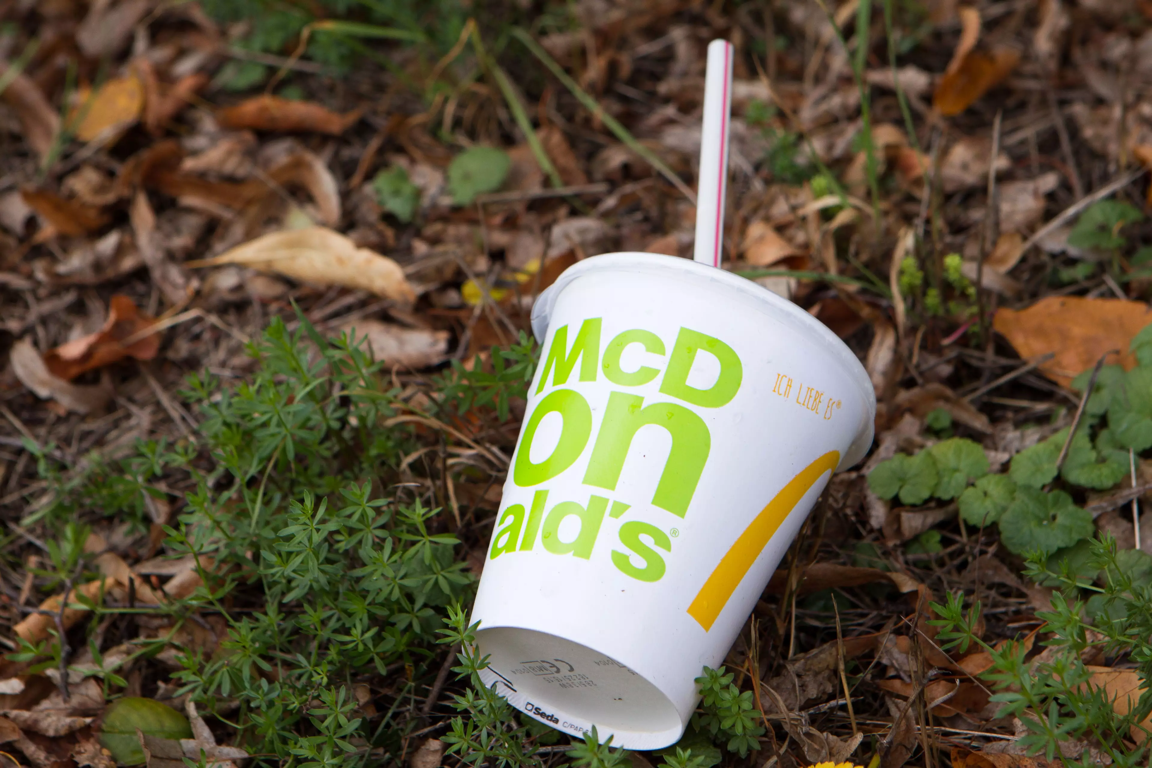 A McDonald's cup and straw.
