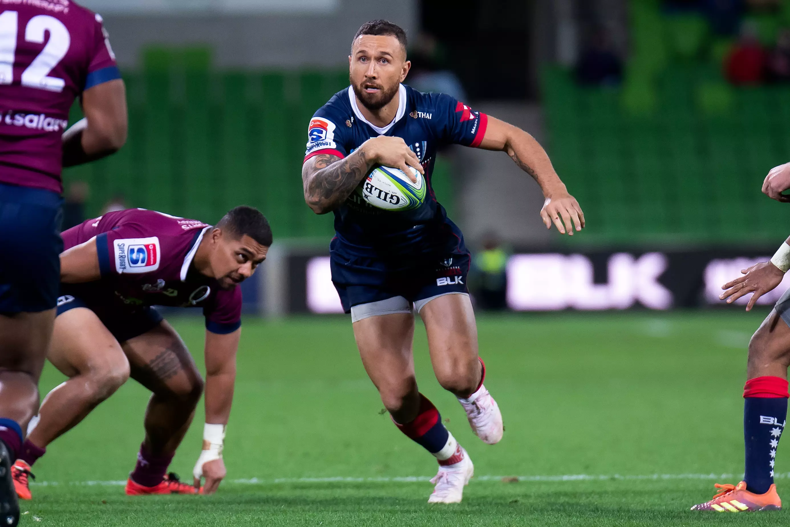 Quade Cooper playing for the Melbourne Rebels.