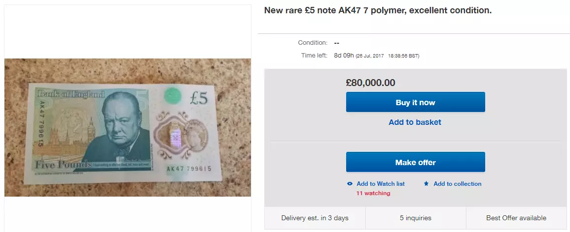 eBay seller £5 note