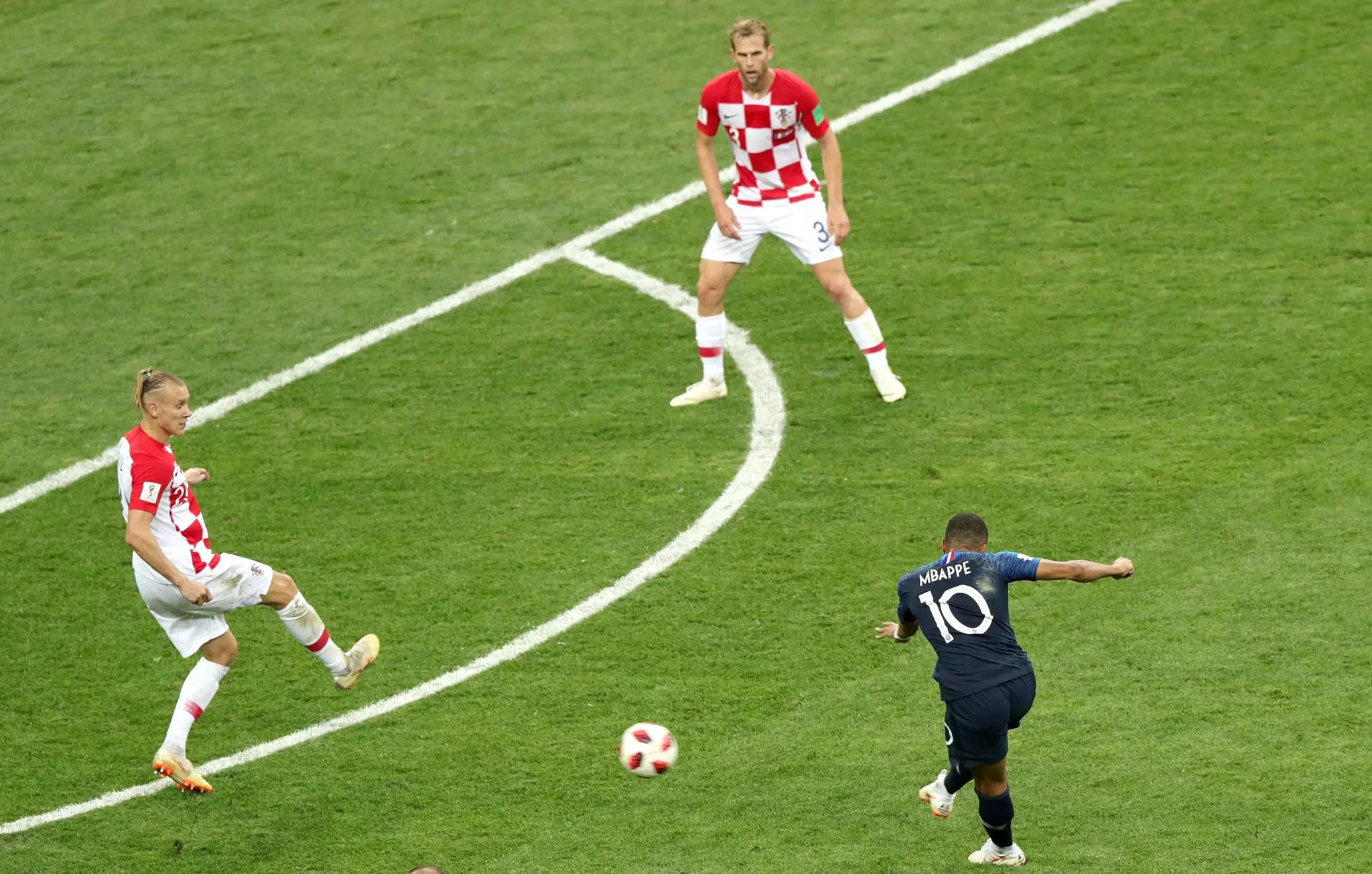 Mbappe sweeps home his goal. Image: PA Images