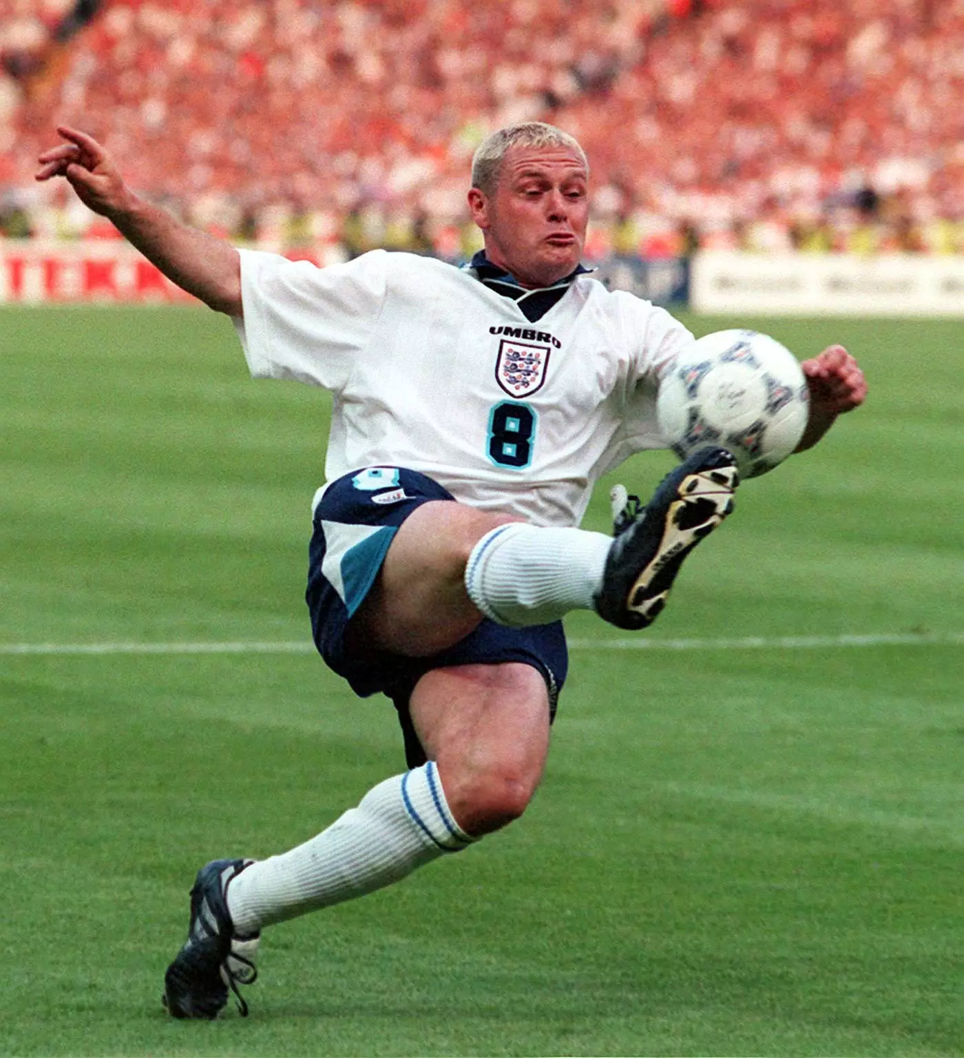 England's Paul Gascoigne in action during Euro 96.