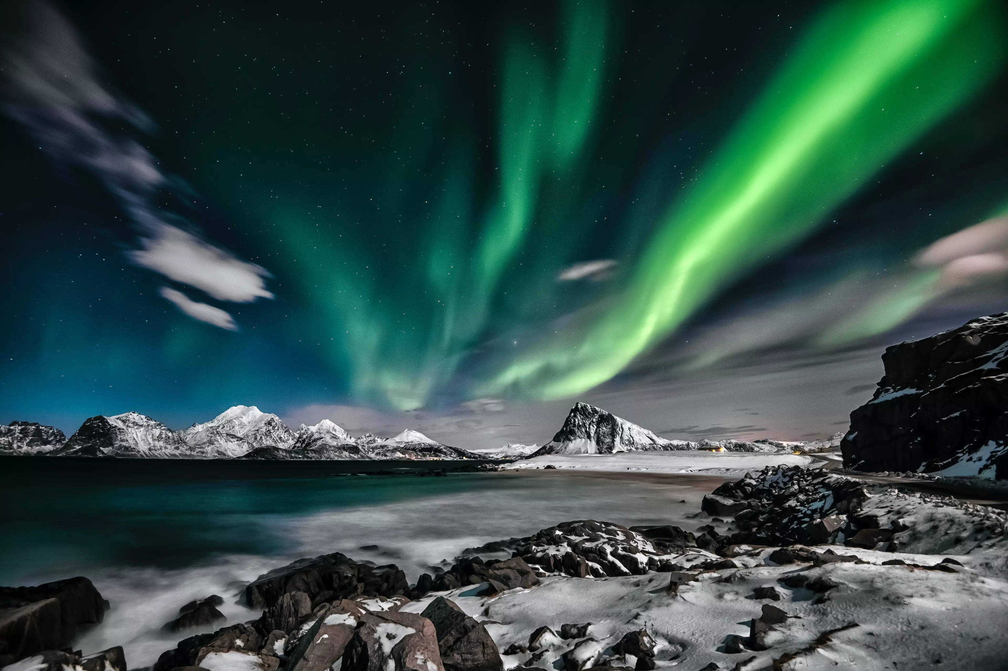 If cloud coverage in the sky is low, you might be able to catch a glimpse of the Northern Lights (