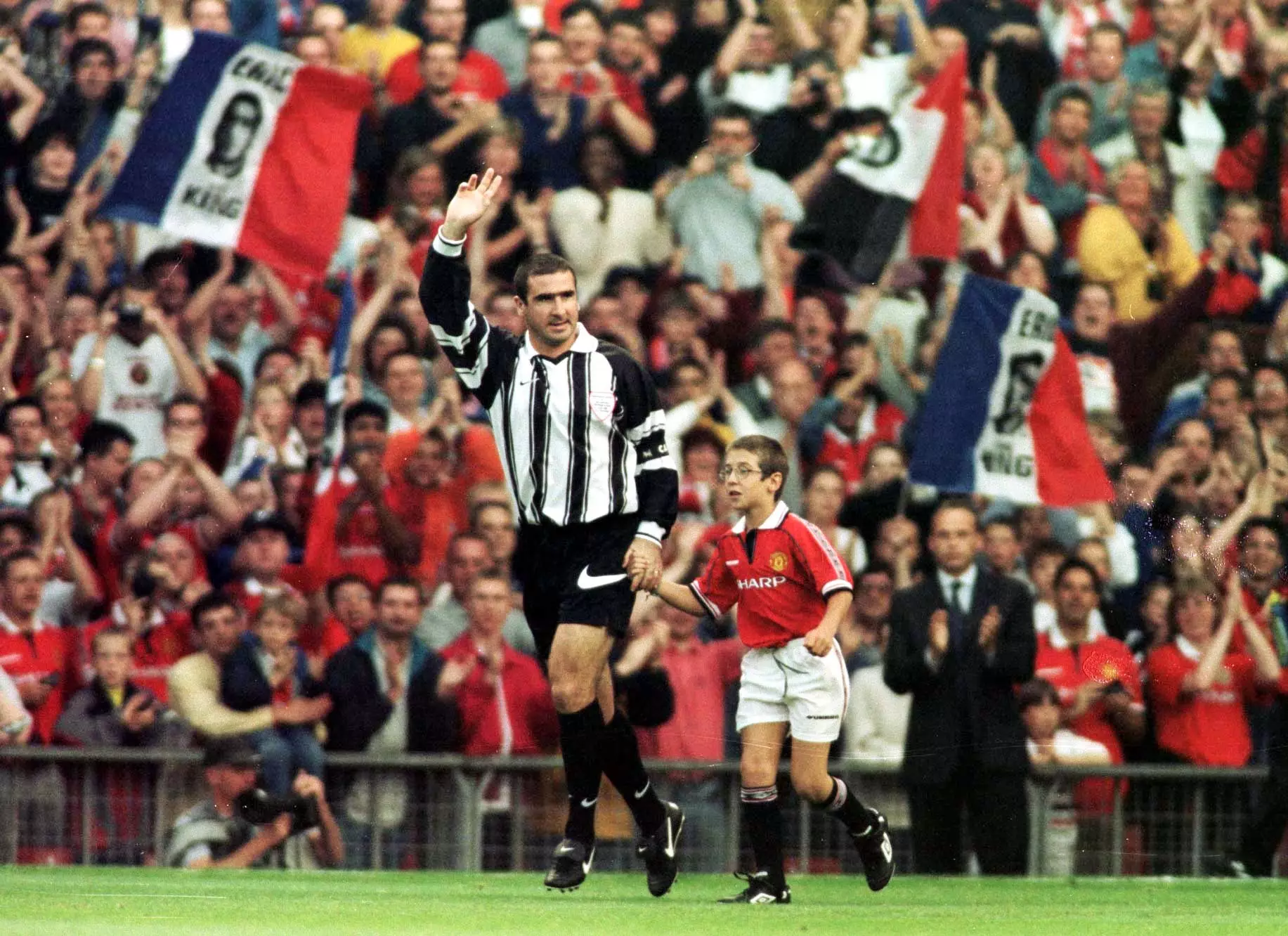 Cantona started the game for Europe XI, before switching at half-time. Image: PA Images