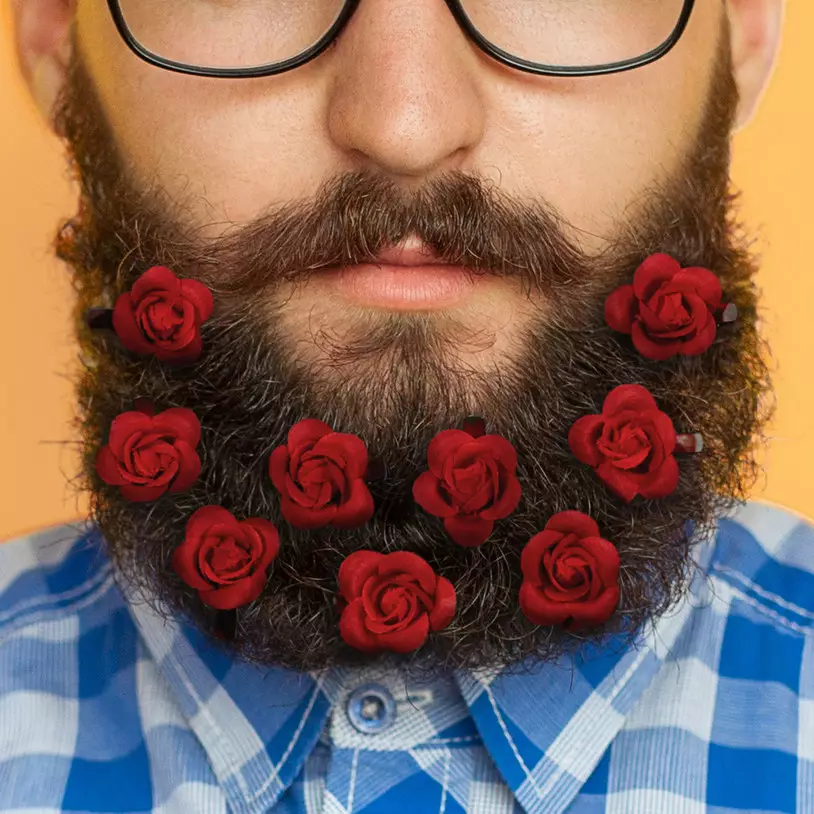 The beard bouquet is the perfect accessory for Valentine's day. (