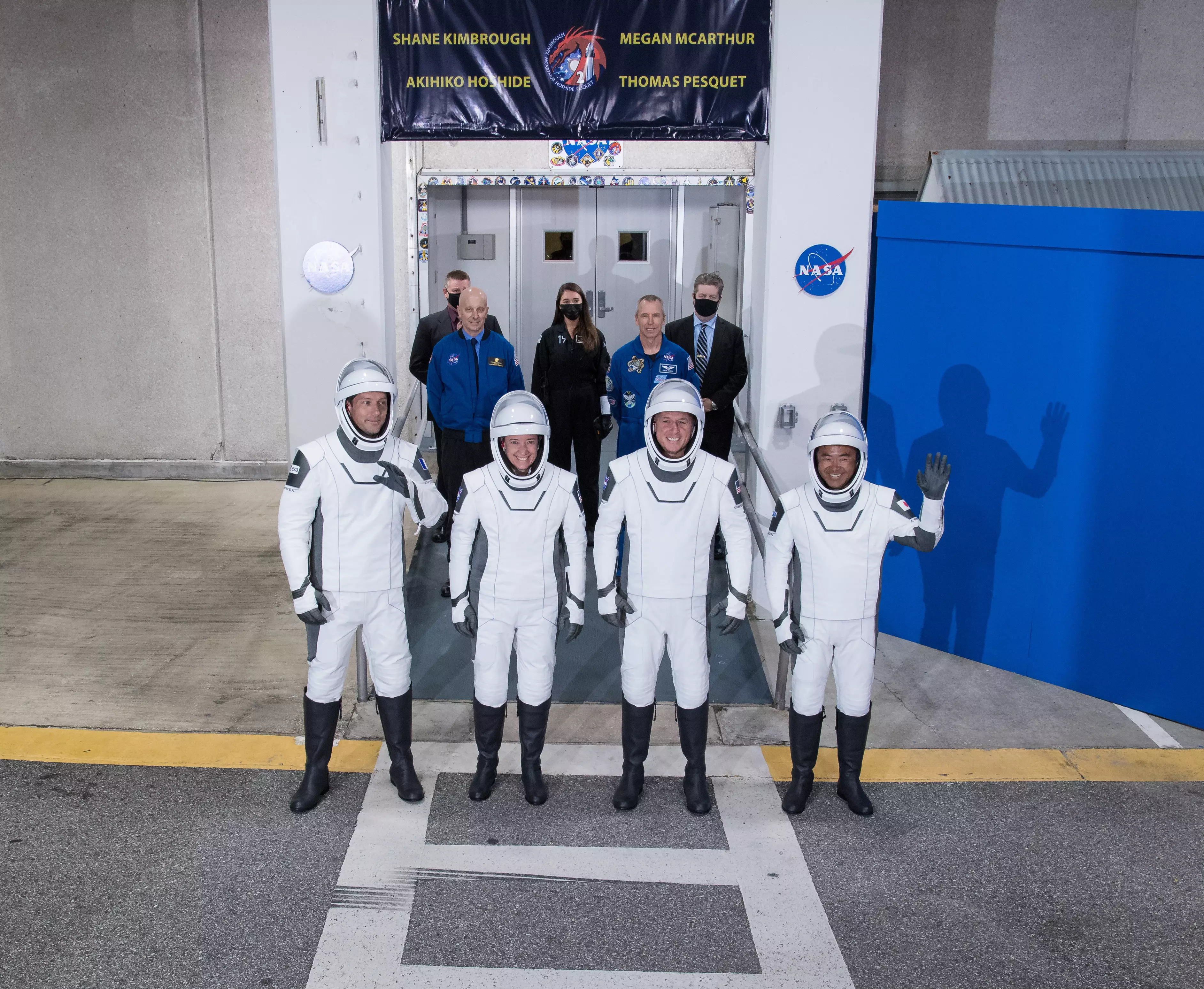 Astronauts prepare to board Elon Musk's Crew Dragon flight to the ISS in April 2021. (