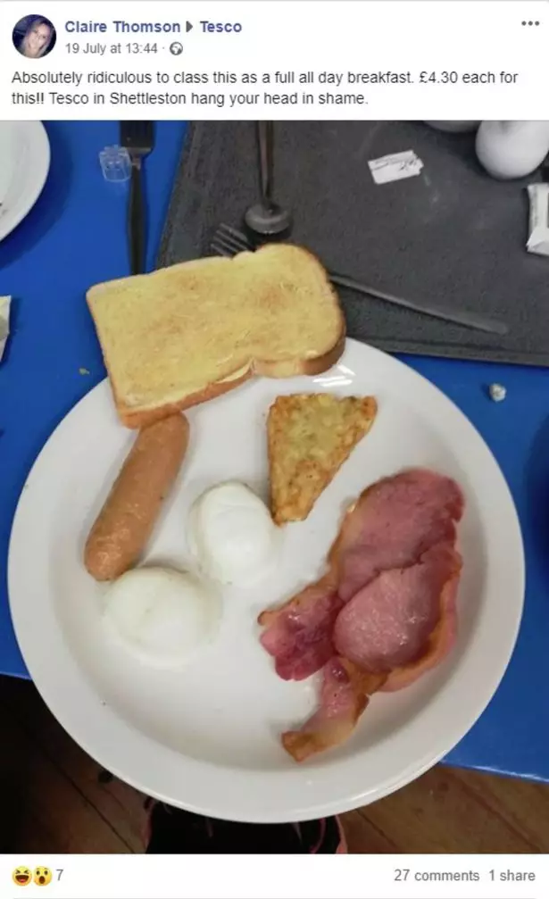 Claire was very disappointed with her fry-up.