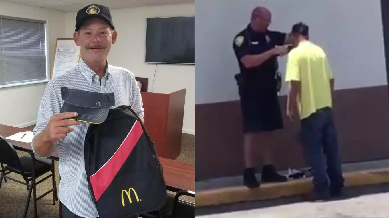 Homeless Guy Starts First Day At McDonald's After Police Officer Helped Him Shave For Interview