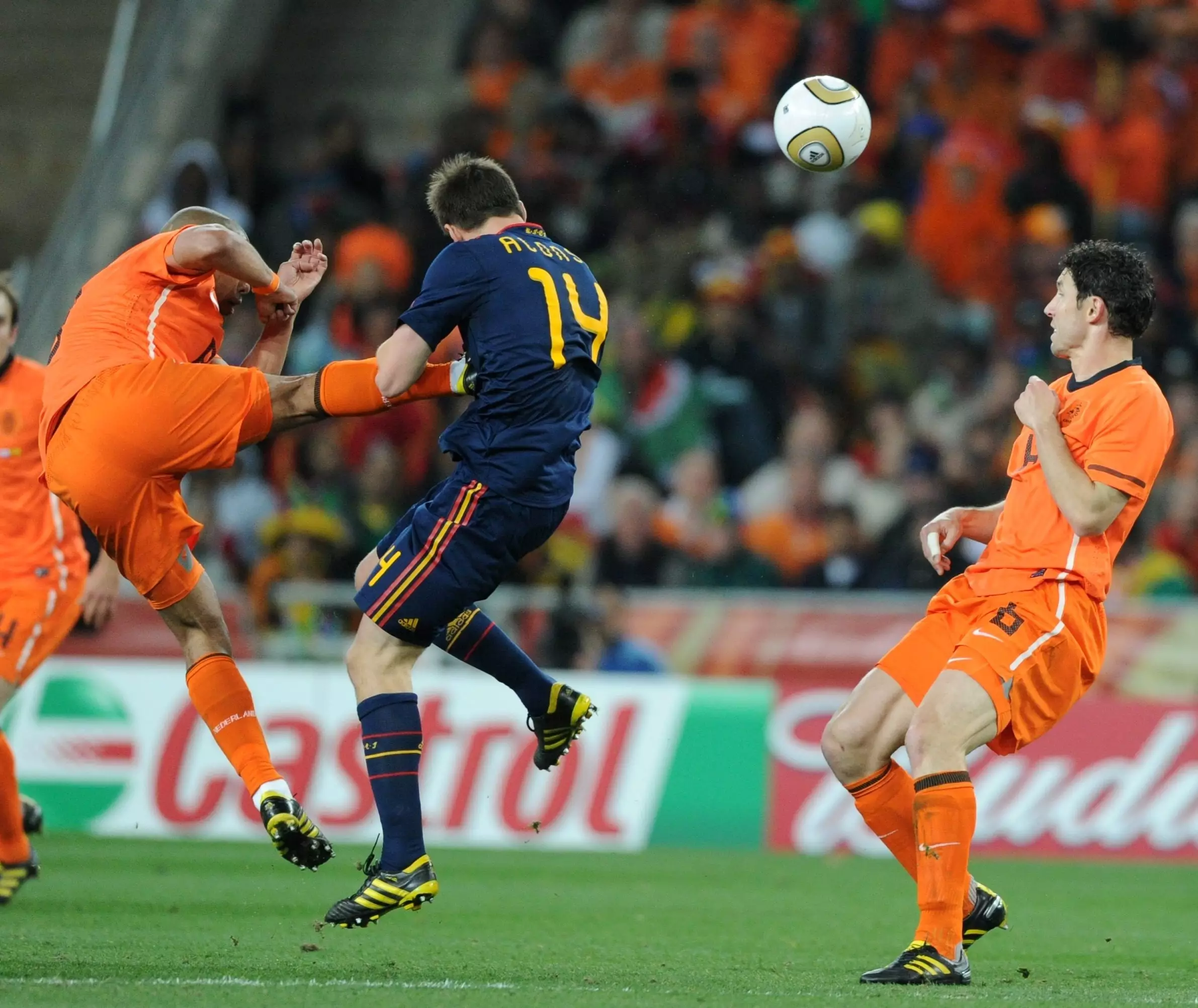 De Jong's kick on Xabi Alonso is too iconic for just one angle. Image: PA Images.