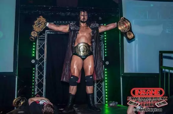 McIntyre with a host of titles during his incredible independent run. Image: ICW