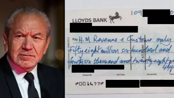 Lord Alan Sugar Posts Picture Of Cheque For Huge Sum To Prove He Pays Tax