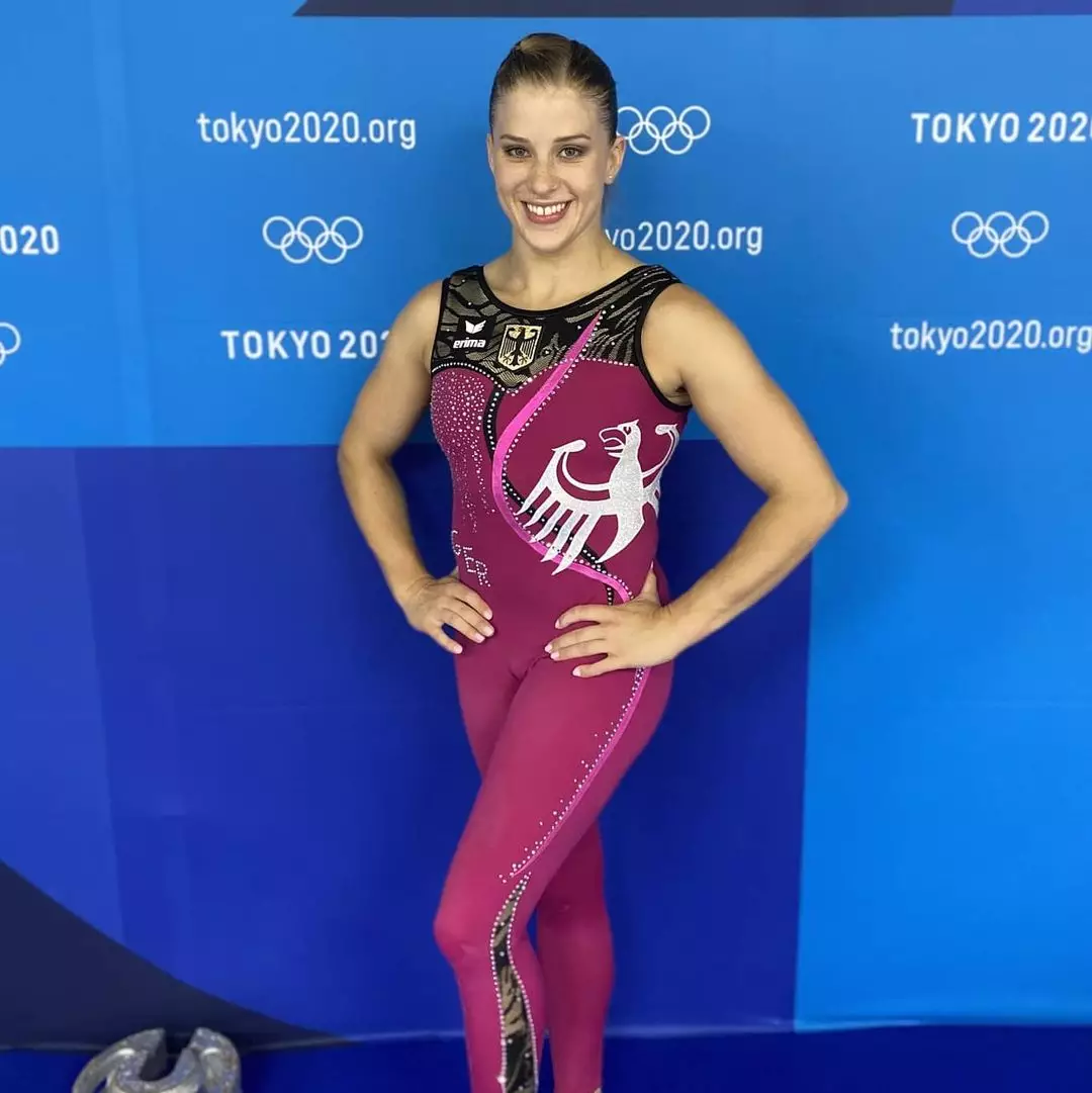 Elisabeth Seitz in the new Olympics unitards.
