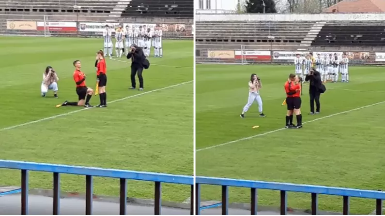 Assistant Referee Asks Other Assistant To Marry Him Before Game, She Says Yes