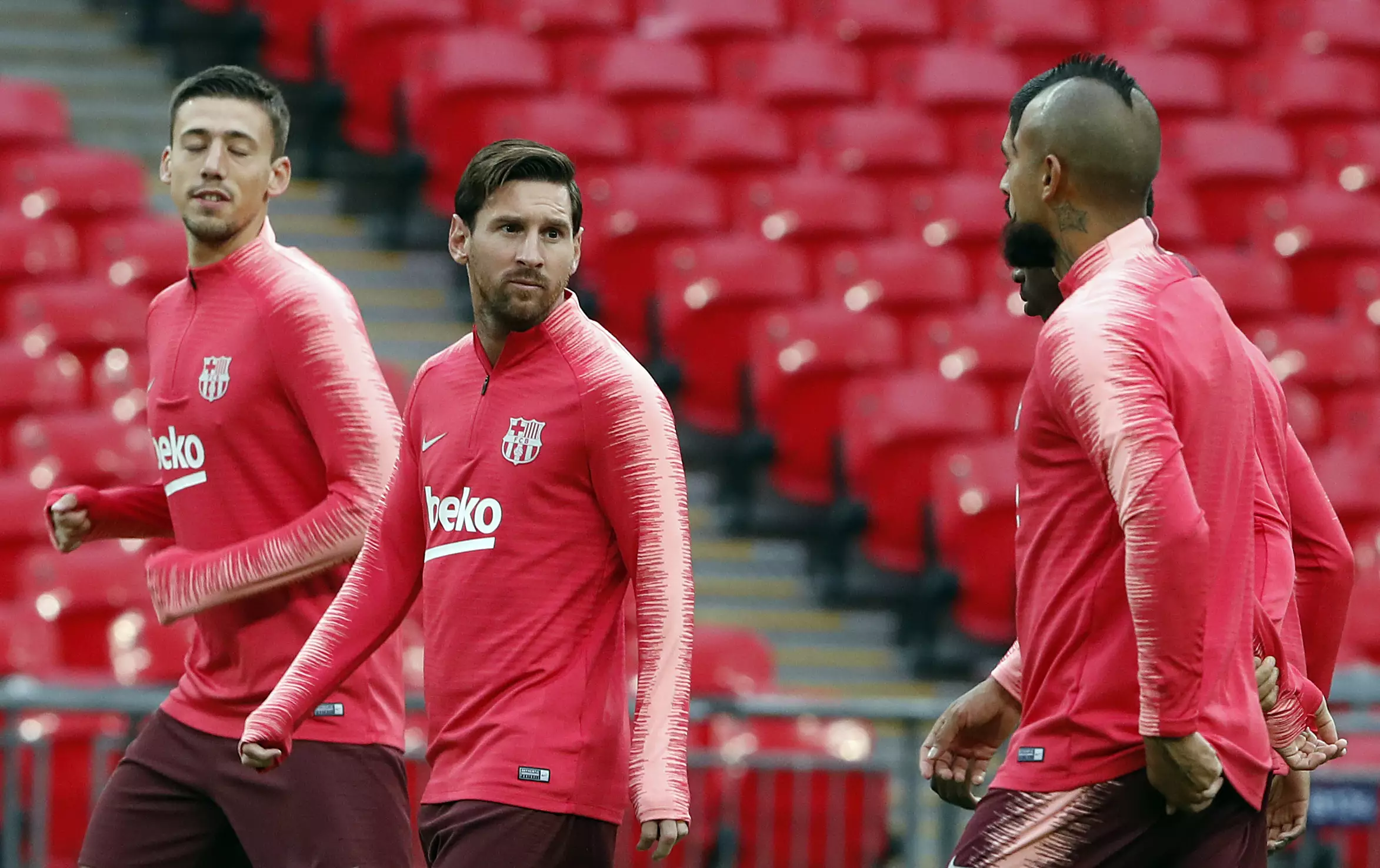 Messi gets ready to make his teammates look stupid again. Image: PA Images