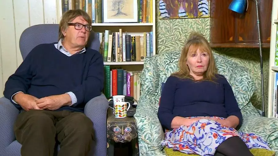 Mary and Giles watching TV on Gogglebox (