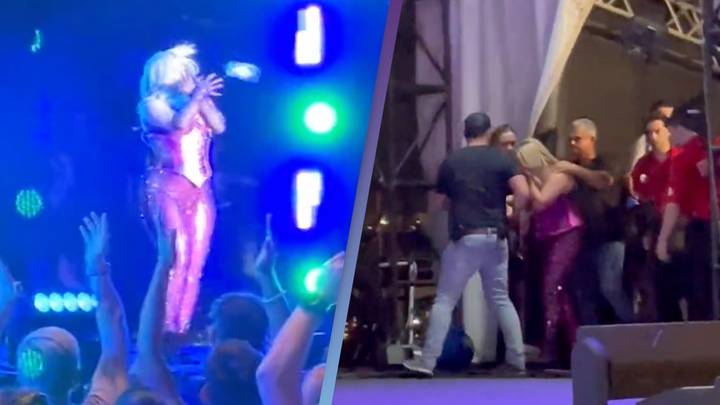 US singer, Bebe Rexha falls to her knees in agony on stage after getting hit in the face by a cell phone thrown�from�crowd (Video)