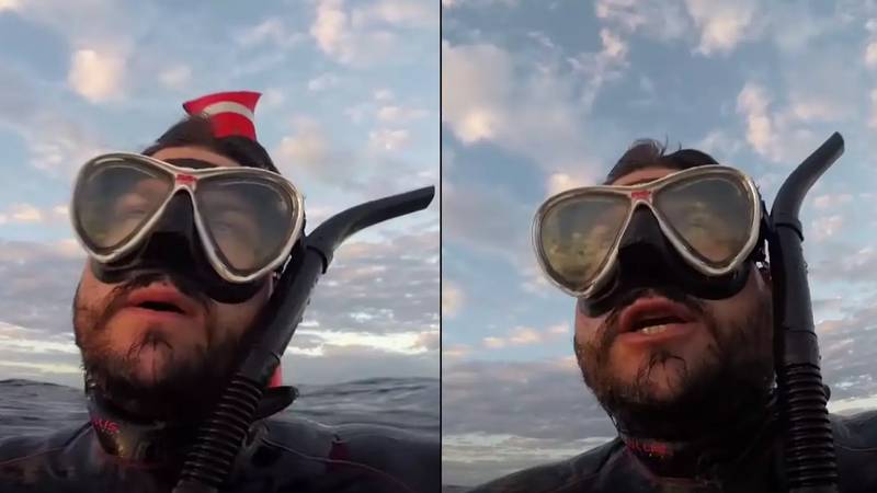 潜水员滞留在距离海岸30英里的海上记录了他的“最后时刻”