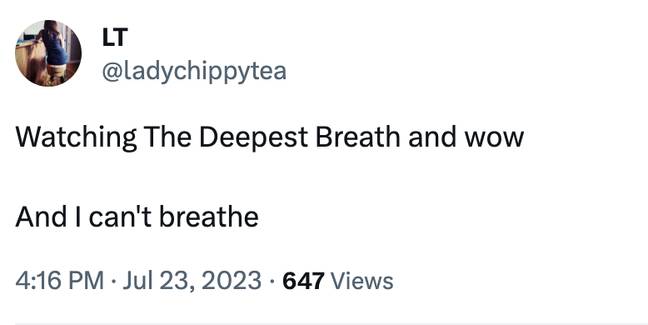 最深的呼吸使人们喘不过气来。学分：Twitter/@Ladychippytea