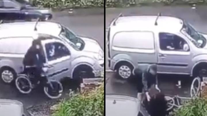 Shocking moment van driver knocks cyclist over on pavement divides people over blame