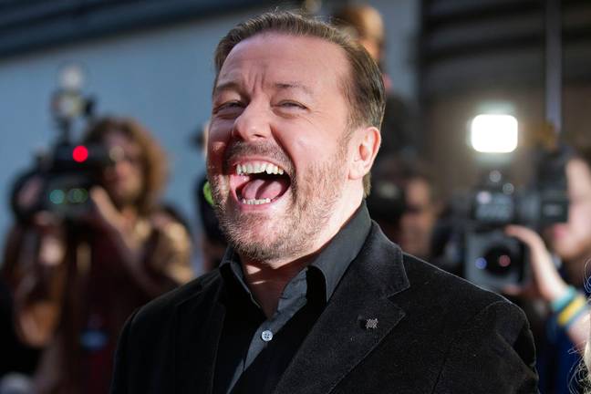 瑞奇·格维（Ricky Gervais）在巴尔萨扎尔·詹姆斯·科登（Balthazar James Corden）的争议揭幕之后，重新推荐了一位粉丝的帖子，内容是“一生”。学分：Andrew Johnson/ Alamy Stock Photo