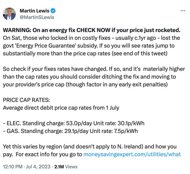 刘易斯（Lewis）上了Twitter分享警告。学分：Twitter/@Martinslewis