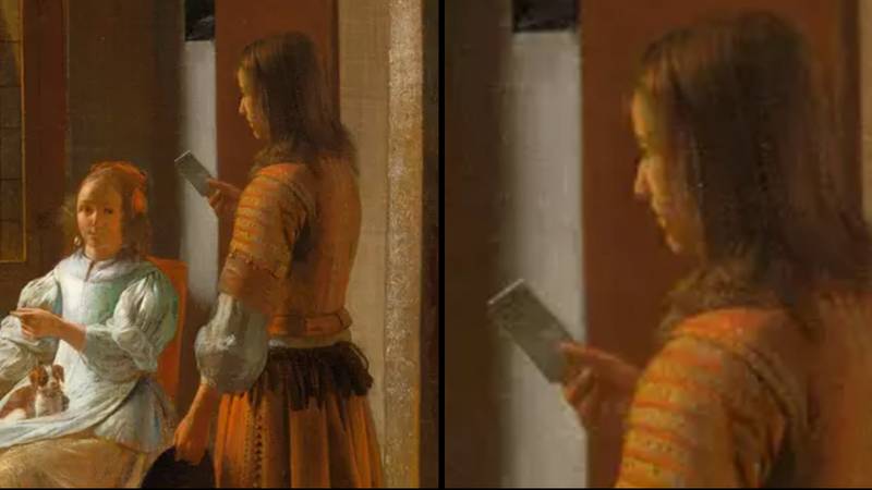 人们在350年历史的画中注意到“苹果手机”后感到困惑“loading=