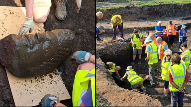 英国的考古挖掘出来的两个罗马雕刻的头被描述为“一生的发​​现”