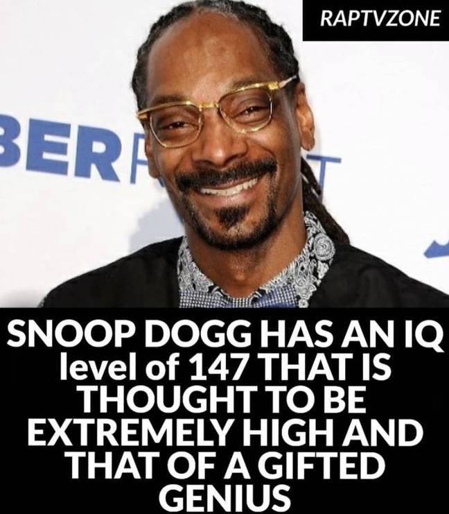 史努比·多格（Snoop Dogg）因其高智商而被认为是天才。图片来源：Snoop Dogg/@snoopdogg