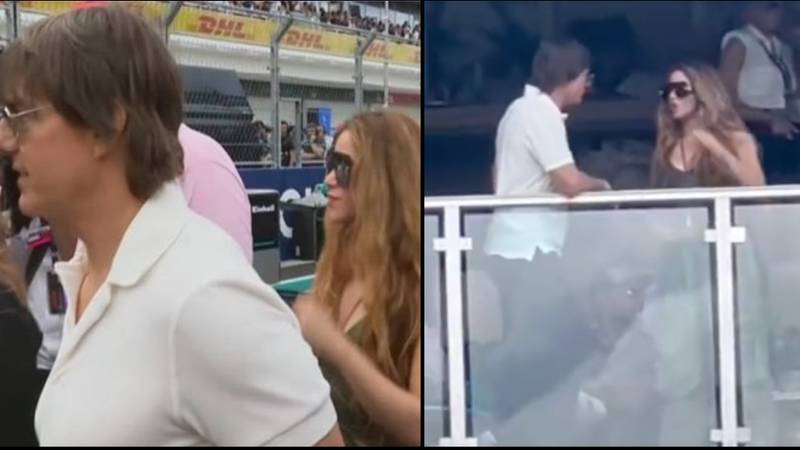人们质疑汤姆·克鲁斯（Tom Cruise）和沙基拉（Shakira）为什么似乎一起参加迈阿密GP“loading=